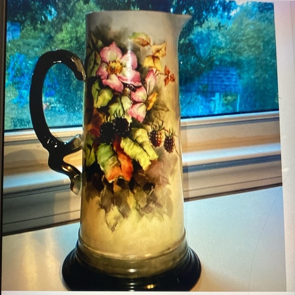 JEAN POUYAT LIMOGES FRANCE PORCELAIN TANKARD PITCHER - Picture 3 of 5